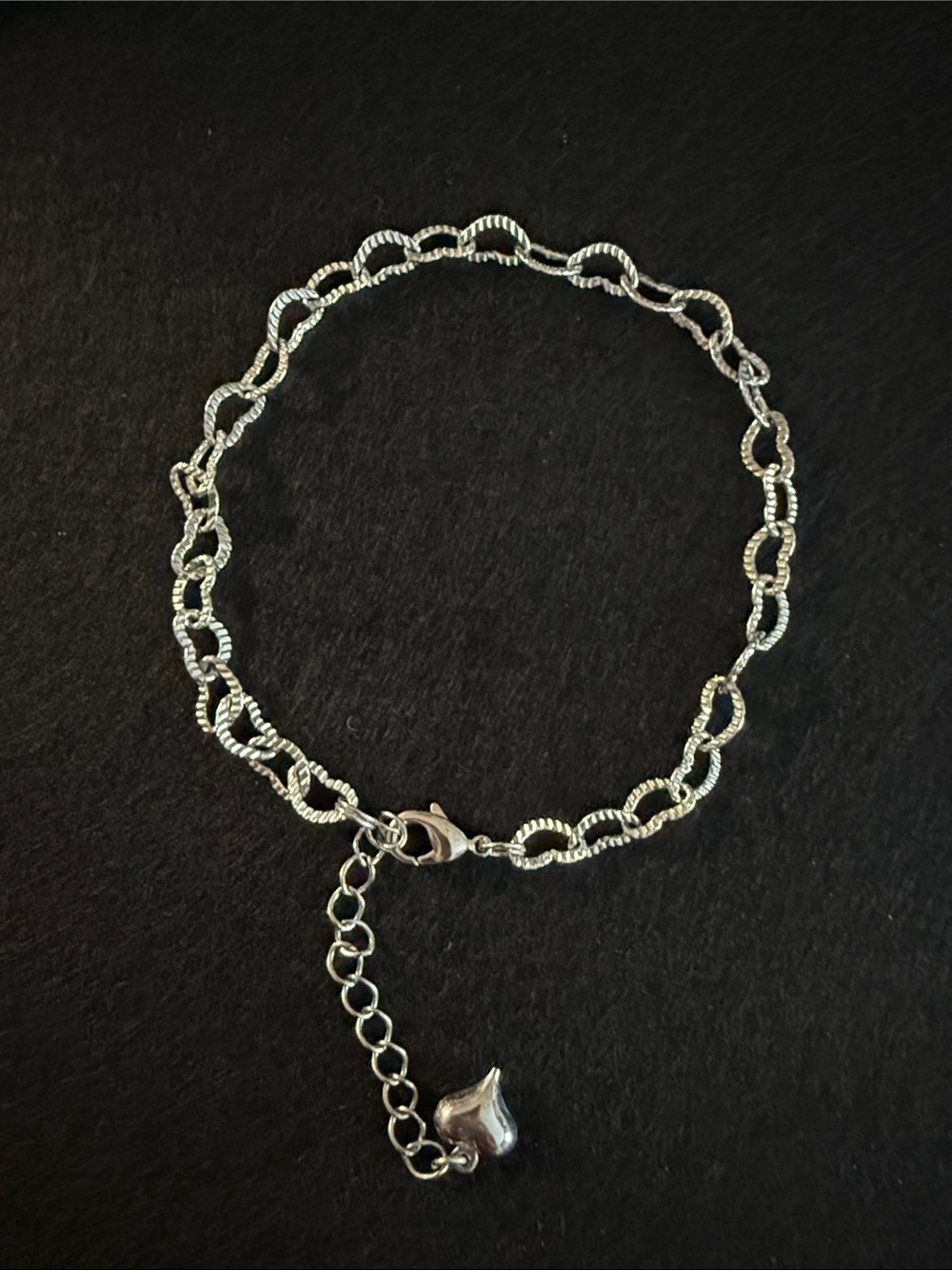 Lia Sophia-Love Story Anklet- Silver Twisted Link Anklet w/Heart Charm - Silver